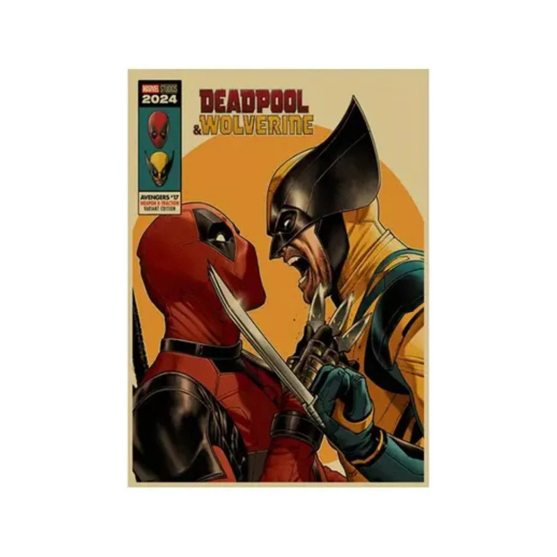 UME Deadpool & Wolverine Kraft Framed Paper Poster - (42X30CM) - C - ملصق